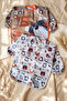 Bubu Bear Set of 2 Long Sleeve Waterproof Baby Bibs - Stain Resistant with Teddy Bear Pattern Blw and Akti