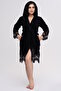 Luxury Hooded Bamboo Cotton Lace Women's Bathrobe Soft Textured Stylish