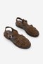 Women's Genuine Leather Ankle Strap Buckle Closed Front Striped Casual Sandals Vesola Brown Suede - 5
