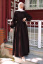 Brown Dress with Ruffles on the Sides and Elastic Waist