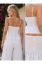 Women's White Embroidered Strappy Peplum Blouse - 2