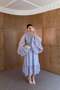 Lilac Dress with Flounce Sleeves and Shawl Detail - 2