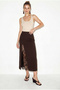 Women's Bitter Brown Lace Detailed Slit Pencil Skirt De261017 60286299 - 2