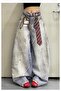 Ice Blue Tie-Dye Printed Wide Leg Unisex Baggy Pants
