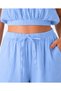 Muslin 100% Natural Cotton Elastic Waist Wide Leg Pants Baby Blue - 5