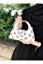 Leather Look Handbag with Gold Metal Accessories, Suitable for Hand Use