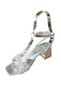 26Y216 Women's Stone Detailed 5.5 cm Thick Heeled Open Evening Dress Shoes - 3