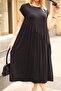 Plus Size Skirts Pleated Cotton Lycra Black Dress - 7
