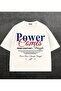 Power Comes Printed White Oversize Unisex T-Shirt Basic Comfortable Fit Daily Tshirt