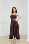 Degaje Collar Satin Midi Dress - Brown - 5