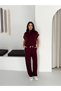 Women's Stripe Detailed Vest Suit with Zipper, Loose Cut, Wide Leg Pants and Top Set - 4