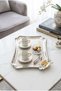 Falze Silver Butterfly Detailed Stainless Steel 3-Piece Coffee Presentation Tray Decorative Serving Tray - 3