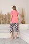Short Sleeve Buttoned Collar Bottom Capri Pink Color Young Girl's Pajama Set - 4