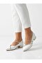 Women's White Thick Heel Comfortable Fit Heeled Ballerina Shoes - 2