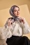 Twill Silk Geo Scarf Gray 90X90