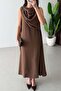 Shawl-Detail Pocketed Midi Dress 3419