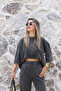 Gray Vintage Detail Tshirt Pants Set - 2