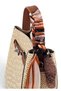 Beige, Straw Look, Lock and Scarf Detail, Puppy-Style, Crossbody Strap, Small, Women's Hand and Shoulder Bag - 7