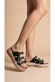 Round Three-Stripe Gold Buckle Detailed High Heeled Comfortable Women's Summer Slippers Sandals - 2