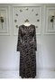 Women's New Season Patterned Mother's Dress with Piping at the Collar