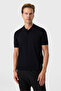 Regular Fit Buttoned Black Polo Neck T-Shirt - 3