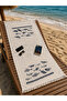 100% Cotton Muslin Beach Towel 100X200 cm Peshtemal Soft Textured Natural Fish Pattern - 2