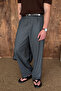 Men's Pleated Extra Baggy Fit Striped Fabric Trousers - 3