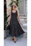 Buketli̇ Women's Square Collar Large Polka Dot Hem Flared Straps Combed Cotton Long Dress - 7