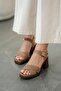 Alto Genuine Suede Leather Platform Heeled Shoes Tan - 3