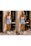 Riviera baby blue button detailed denim shorts skirt - 4