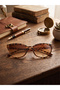 Cat Eye Leopard Gradient Brown Glass Sunglasses Women's Trend Model Current - 5