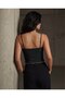 Women's Rope Strap Crop Bustier Blouse with Double Layered Chest Part Black-White -Black-Red Double Set - 3