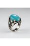 Bronze Vintage Women's Ring Authentic Copper Jewelry Large Turquoise Stone Oval Adjustable - 3