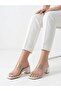 Women's White Transparent Banded Heeled Slippers - 3