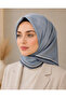 Luvina Soft Ice Blue / Navy Blue Ecru Line Detailed Scarf