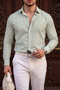 Bogota white green thin vertical striped regular fit comfortable shirt - 3