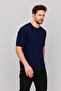 Men's Trend Short Sleeve Striped Casual Navy Blue Knitwear T-Shirt