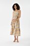 25098-Plaid Elastic Back Maternity Wear Strap Dress