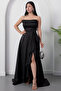 Strapless Neckline Rhinestone Straps Ruffle Satin Dress Drp582 - 4