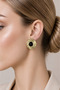 Amélie Yellow Plated Steel Nail Earrings with Black Stones Vintage Design
