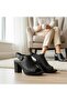 Nish N2664 Women's Genuine Leather Gathered Patterned Summer Heeled Shoes - 2