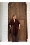 Women's Brown Front Detailed Poncho Cardigan Frv0192 - 4
