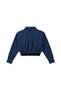 Women's Indigo Blue Crop Shirt Premium Fabric Elastic Waist Long Sleeve Stylish Shirt - 3