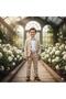 Boy's Groomsmen Suit 4 Pieces Beige Blazer Jacket & Shirt & Pants & Bow Tie Stylish Suit 5428- - 2