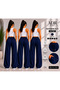 3-Piece Wide Leg Sweatpants Navy Blue Daily Use Loose Fit - 3