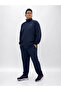 Plus Size Stand Collar Zippered Elastic Waist Drawstring Pocket Detailed Parachute Fabric Men's Tracksuit Set