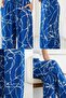 Women's Blue Wave Motif Comfortable Flowy Wide Leg Woven Shalwar 25Kslvh504 - 8
