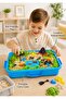 Kids Play Sand Set with Safari Animal Figures, Trees, Volcano & Carry Case – Soft Moldable Sensory Sand Activity Toy - 4