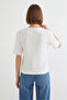 Women's Round Neck Basic Printed Blue T-Shirt - 5