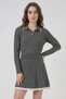 Women's Polo Collar Vertical Stitching Detailed Knitwear Anthracite Double Set